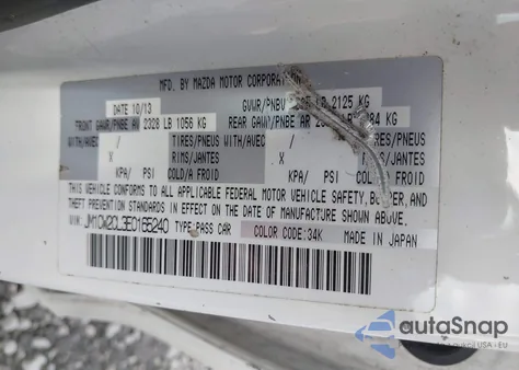 2014 Mazda Mazda5 Touring из США, поврежденный, VIN JM1CW2CL3E0165240